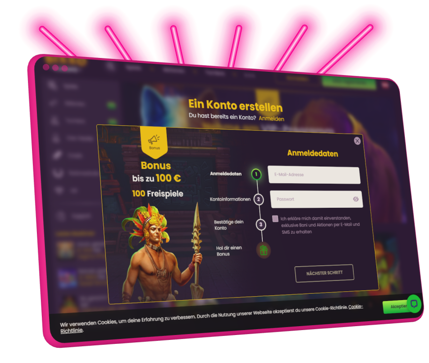 Registrierungsschritte Bizzo Casino